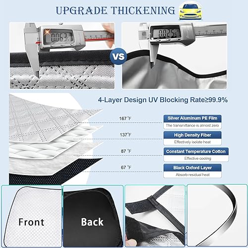 Miniatura 12 de KMF - Parasol de repuesto para parabrisas, cubierta para ventana lateral y trasera, cubierta protectora para visor, para campamento, bebé, bloqueo