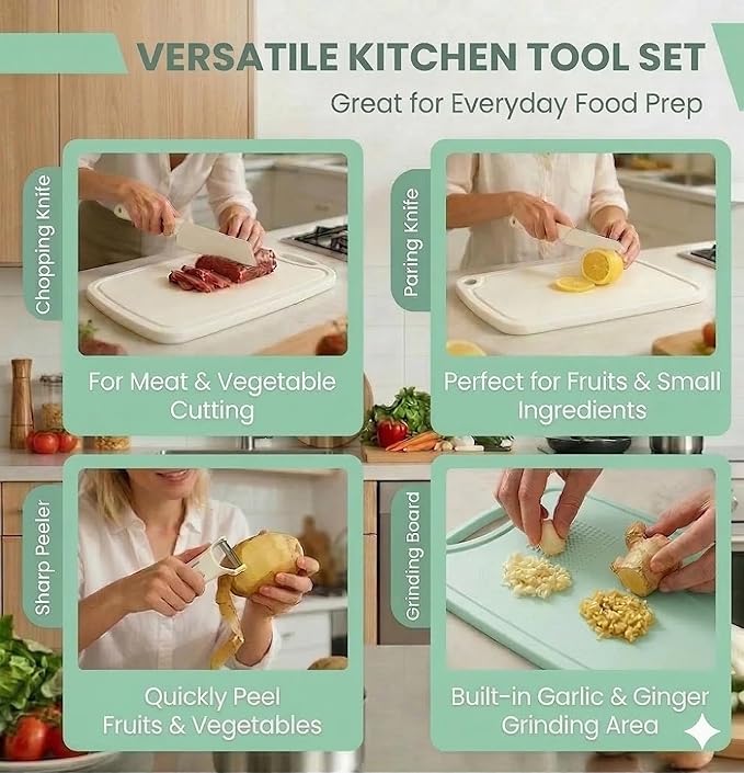 Set Cuchillos Cocina 7 Piezas Acero Inoxidable Tabla Colador miniatura 4