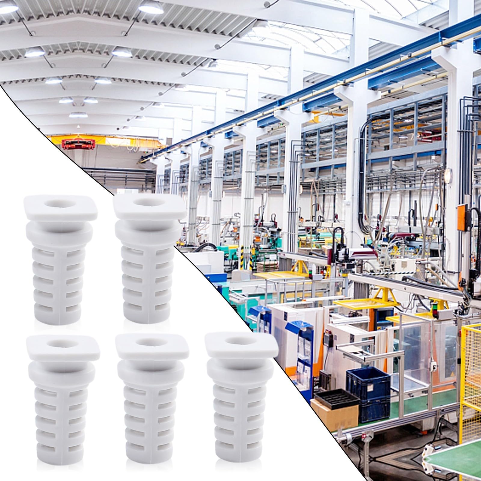 Produktbild von 10x Kabelverschraubung Mit Zugentlastung – Gummi, 5 Mm, Schwarz/weiß, Für Elektrowerkzeuge & Kabel