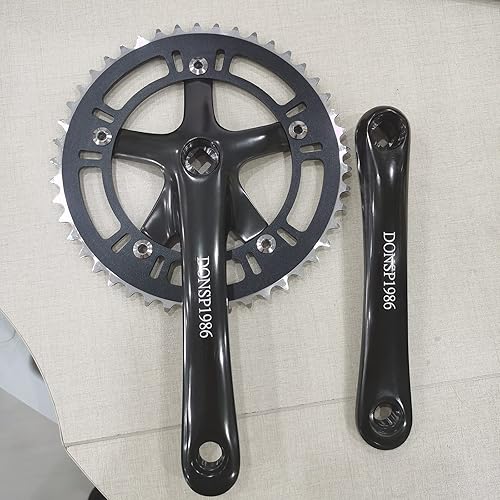 Miniatura 4 de Juego de bielas de una sola velocidad 46T 6.693 in bielas 130 BCD para bicicleta de carretera de montaña, bicicleta de engranaje fijo (cónico