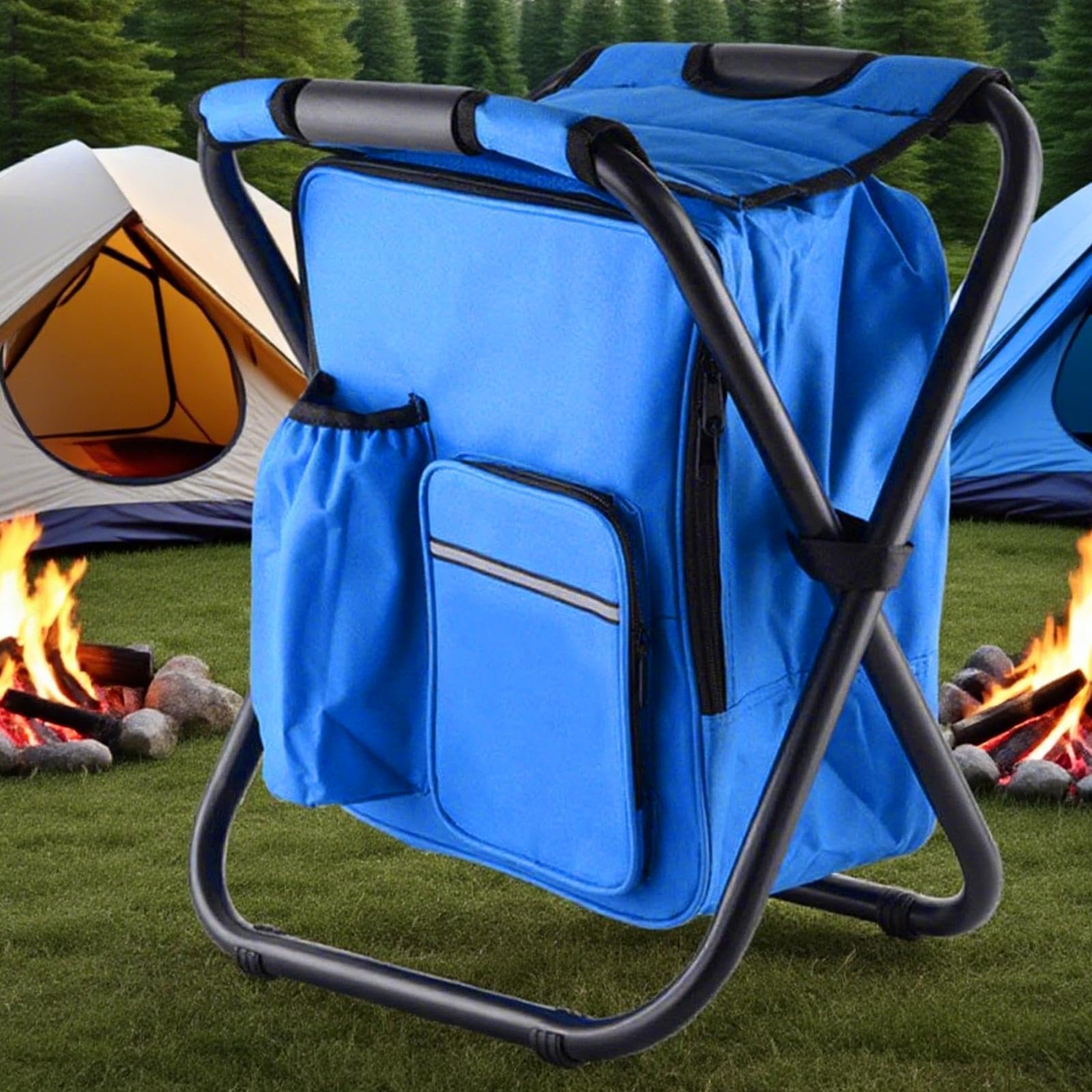 Sgabello pieghevole da campeggio portatile con borsa termica