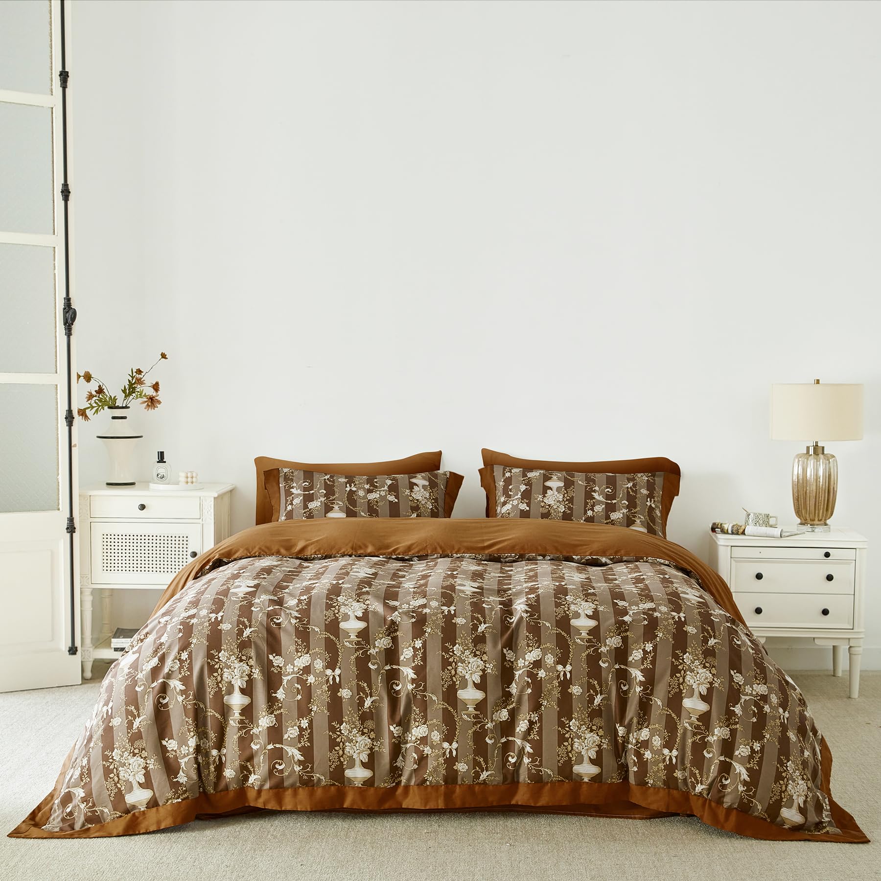 SUSYBAO Boho Floral Duvet Cover Queen
