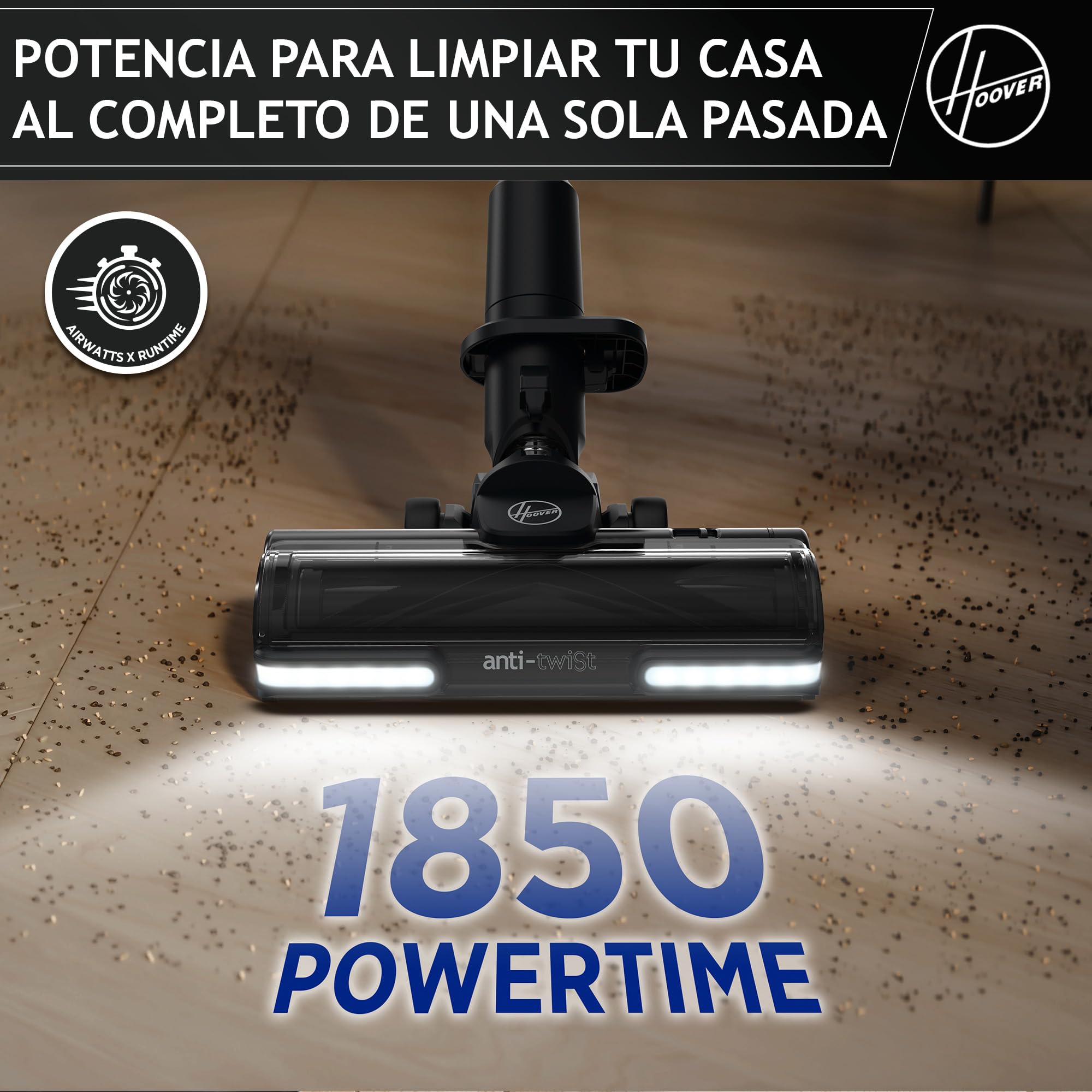 Hoover HF9 Especial Mascotas HF920P, Aspiradora Escoba sin Cable, sin Bolsa, 3 en 1, Escoba, de Mano y Vertical, Cepillo Antienredos, Autonomía 60 min, Color Gris/Verde