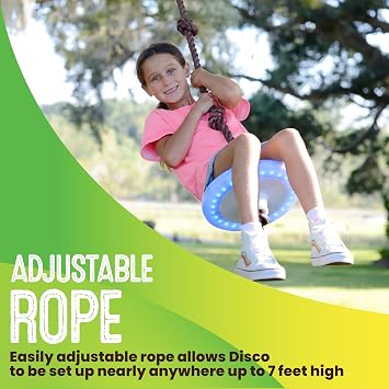 Swurfer Disco Tree Swing - Swing Sets for Backyard, Outdoor Swing, Swingset Outdoor for Kids, Easy Installation, Heavy Duty, Adjustable Climbing Rope, Weather Resistant