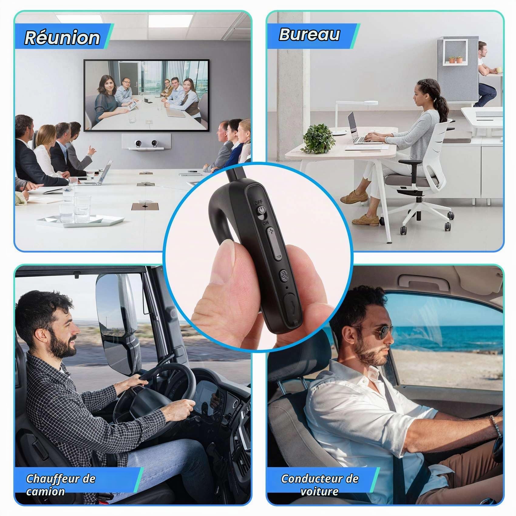 Écouteur Bluetooth Talkie-Walkie avec Adaptateur de Prise K Télécommande PTT sans Fil pour Hôtel-Restaurant