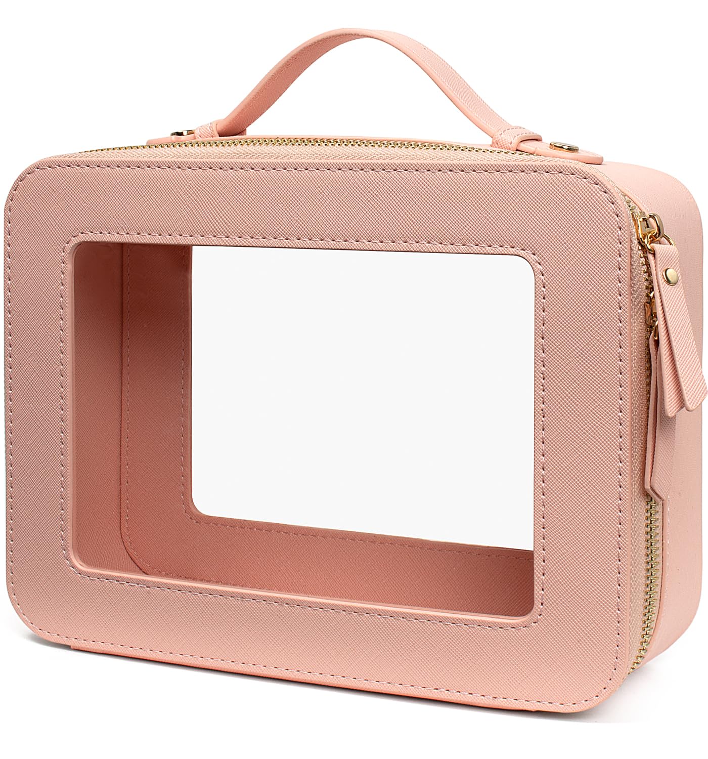 LETGO Clear Makeup Bag Mahjong Tile Bag with Zipper and Handle(Large Pink)