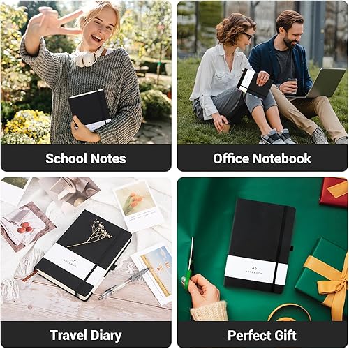 Miniatura 7 de EUSOAR Diario de piel sintética, 360 páginas, tamaño A4, tamaño grande de 8.5 x 11 pulgadas de grosor, cuaderno rayado universitario, papel de