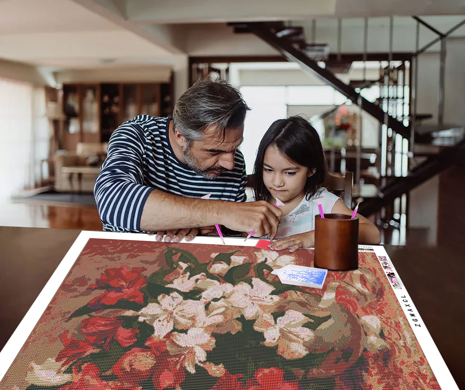 ZGmaxCL Fai da Te DIY 5D Diamond Painting Full Fiori e Cesti Disegni con Diamantini Room Decor Moderno 90x60cm
