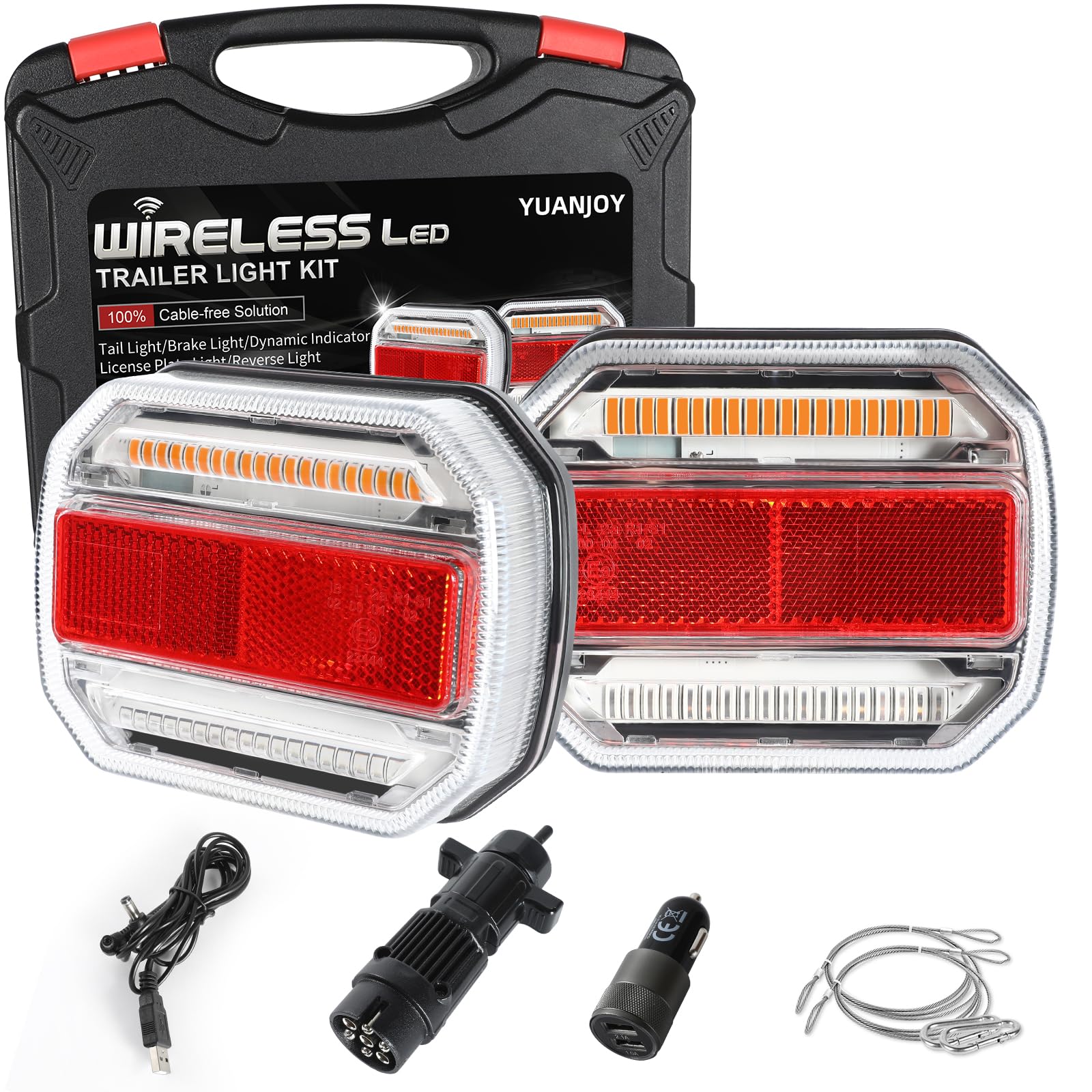 Set Luci Posteriori a LED per Rimorchio, Luci Posteriori LED Magnetiche Wireless Impermeabili 12/24V, Kit Illuminazione per Rimorchio per Camion, Roulotte o Camion, Omologato ECE EMV