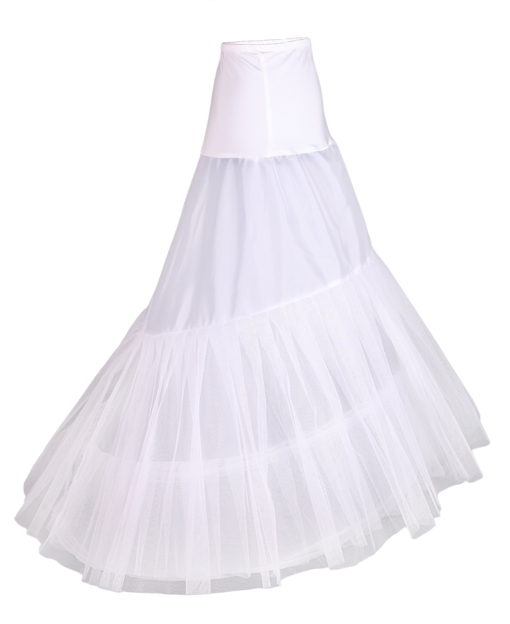 Flora 2-Hoop Spandex Fishtail Mermaid Train Bridal Petticoat/Prom Underskirt (M-L) White