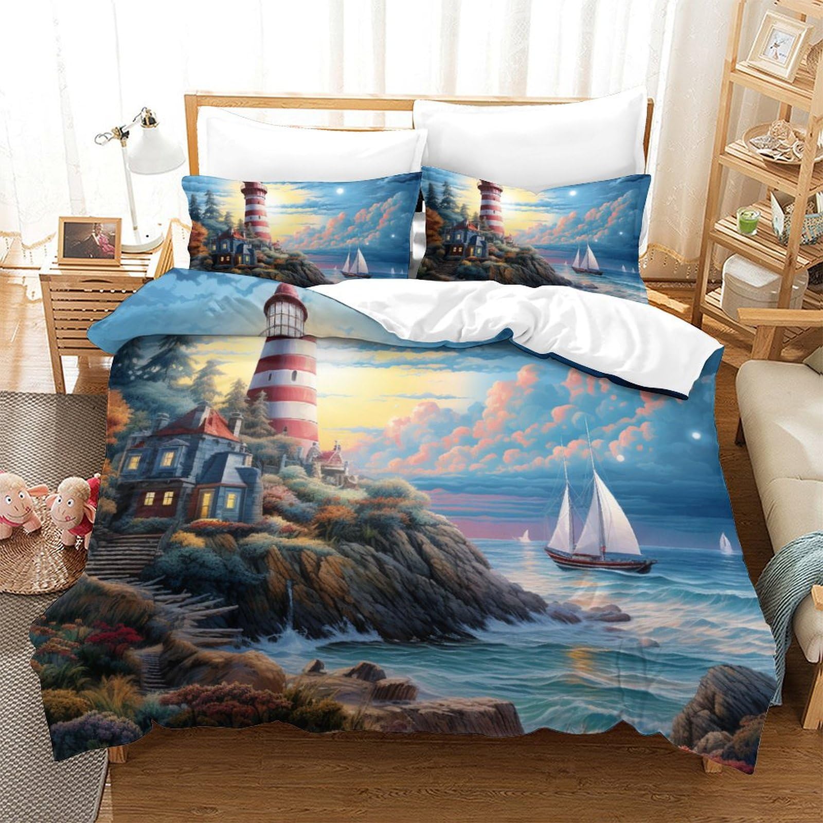 Housse de couette 260x220cm anti-pli en microfibre pour un lit Super King impeccable