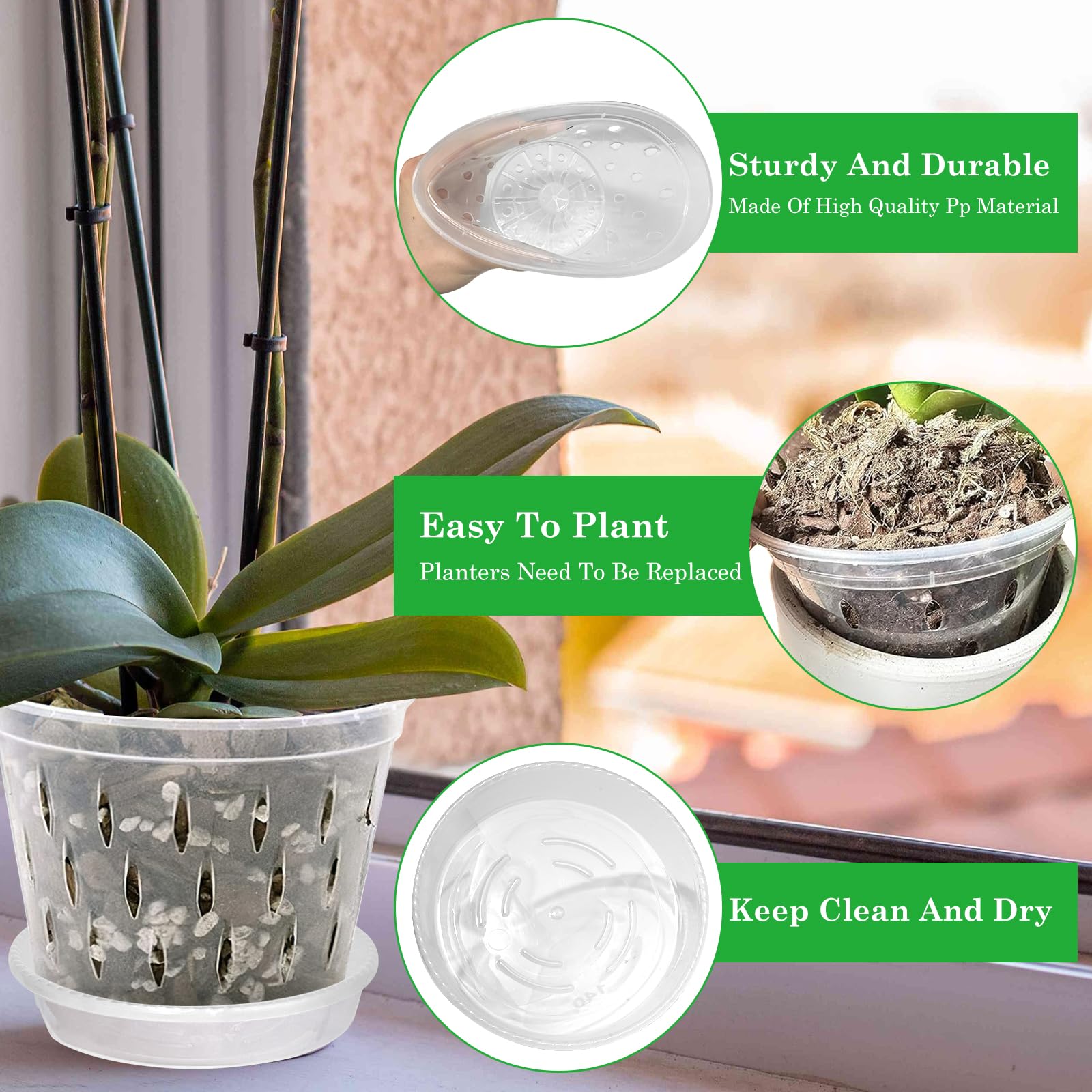 Amazon.co.jp: EMOIEMO 5個パック オーキッドポット クリア 14cm プラスチック植木鉢 穴とソーサー付き蘭鉢  ラン植え替えキット ラベル5枚&3ピース移植掘りミニツールセット : DIY・工具・ガーデン
