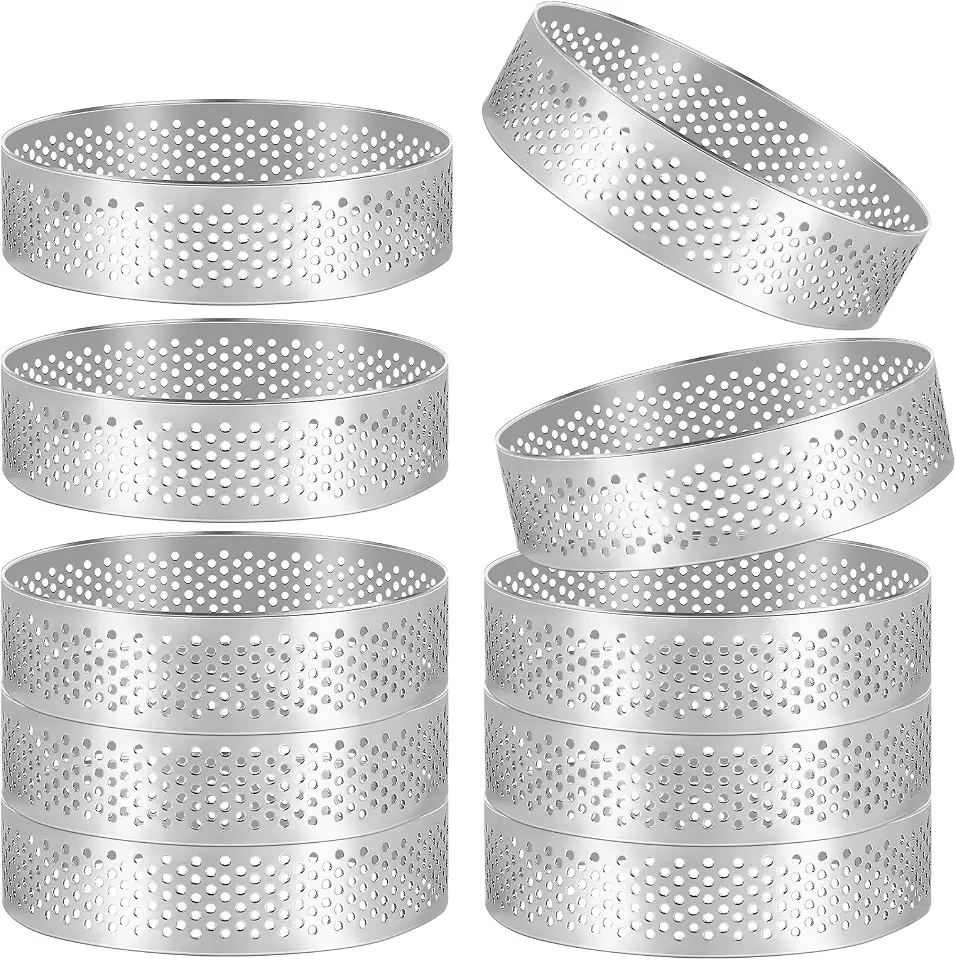 Spargel-Bärlauch-Quiche 9 10 StüCk Edelstahl Backform Set 6cm Rundes Perforierte Dessertformen Für Obstkuchen Kuchen Quiche Mousse Form Rostfreie Küchenformen Aus Metall Mit Antihaftbeschichtung