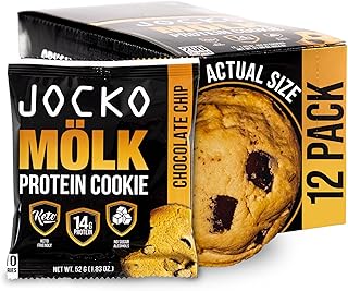 Jocko Fuel High Protein Snacks - Keto Friendly Protein Cookie with No Sugar Alcohol - 12 Pack Chocolate Chip Cookies with ...