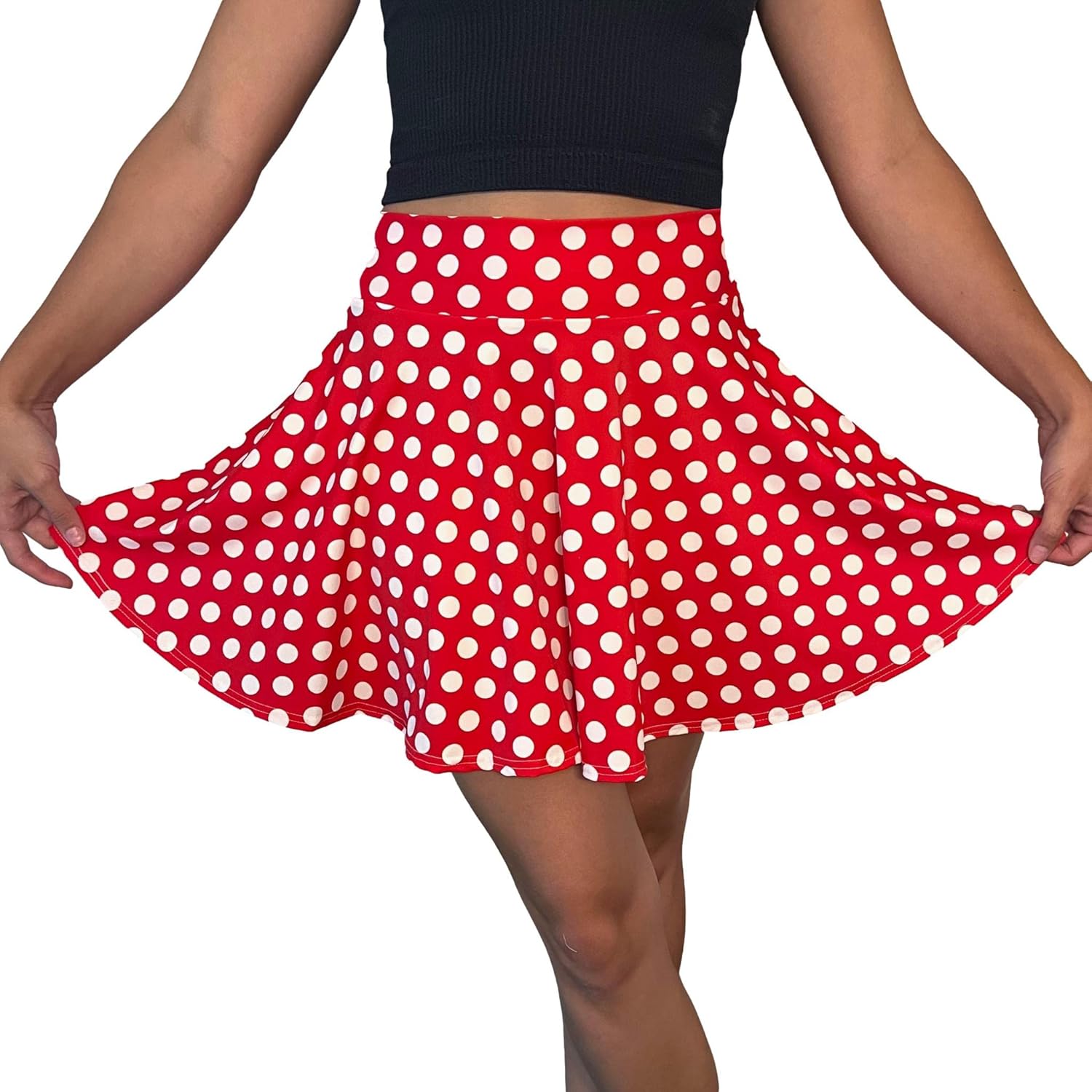 Red & White Polka Dot Minnie Skater Skirt - Made in USA
