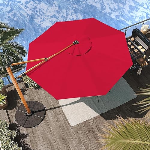 Miniatura 3 de Grand patio Sombrilla de patio de 10 pies, sombrilla voladiza de aluminio con toldo redondo, sombrilla compensada al aire libre para patio, jardín,