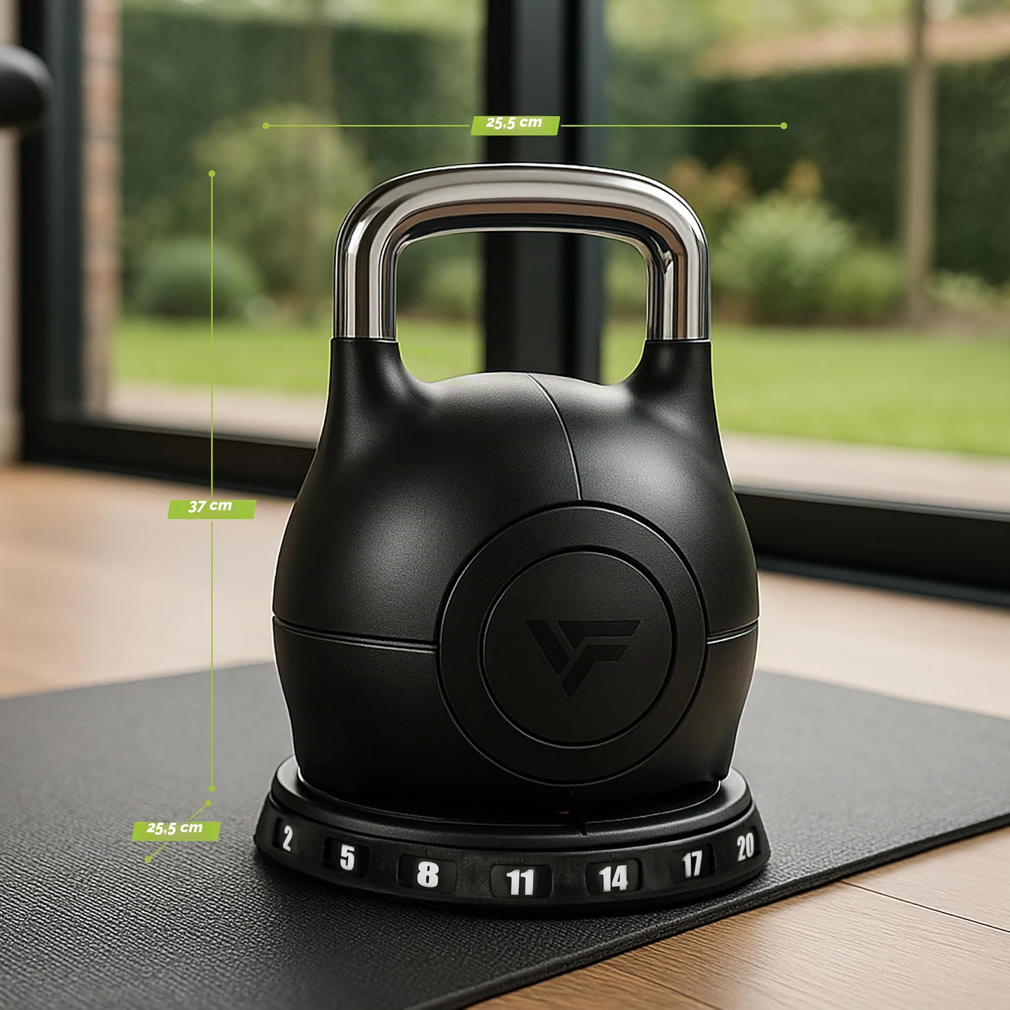 VirtuFit Pesa rusa ajustable 2/20 kg | Construcción de acero resistente | Entrenamiento funcional, crossfit y deportes de fuerza | Mango ergonómico | Negro