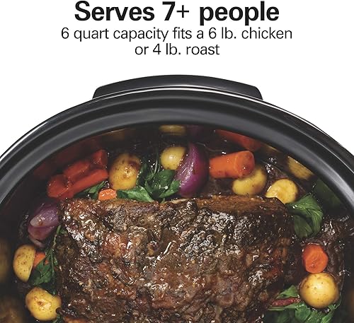 Miniatura 5 de Hamilton Beach Set & Forget 33869- Olla de cocción lenta programable digital, tapa hermética, sonda de temperatura, programa de descongelación,