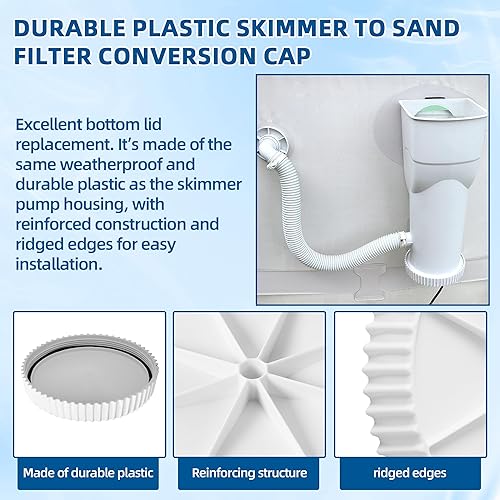 Miniatura 4 de TonGass La tapa de drenaje de desnatadores sobre el suelo convierte la bomba de desnatador SFX1000 o SFX1500 a bomba de filtro de arena de 7.2 x 6.9