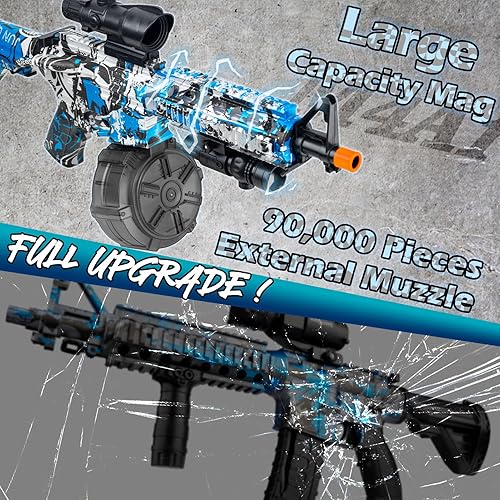 Vista 12 de Lanzador de bolas de gel grande con tambor y 60,000 rondas, lanzador eléctrico de gel automático y manual Rojo,Multicolor