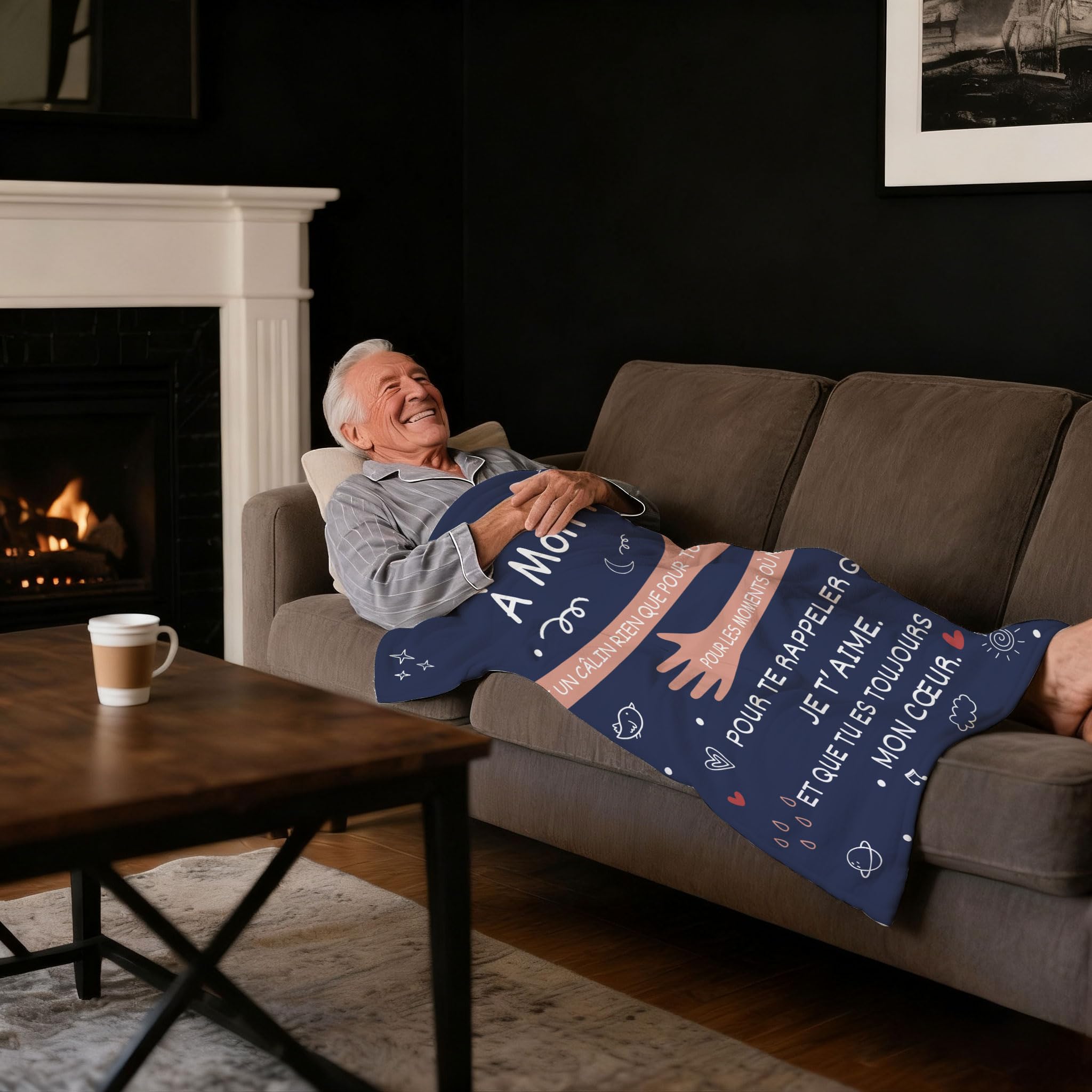 Amorea À Mon Papa C’est Un câlin Rien Que pour Te rappeler Que Je t’Aime Et Que tu ES Toujours dans Mon cœur Couverture pour Papa Père Anniversaire Fête des pères Cadeau de Noël (Papa-a)