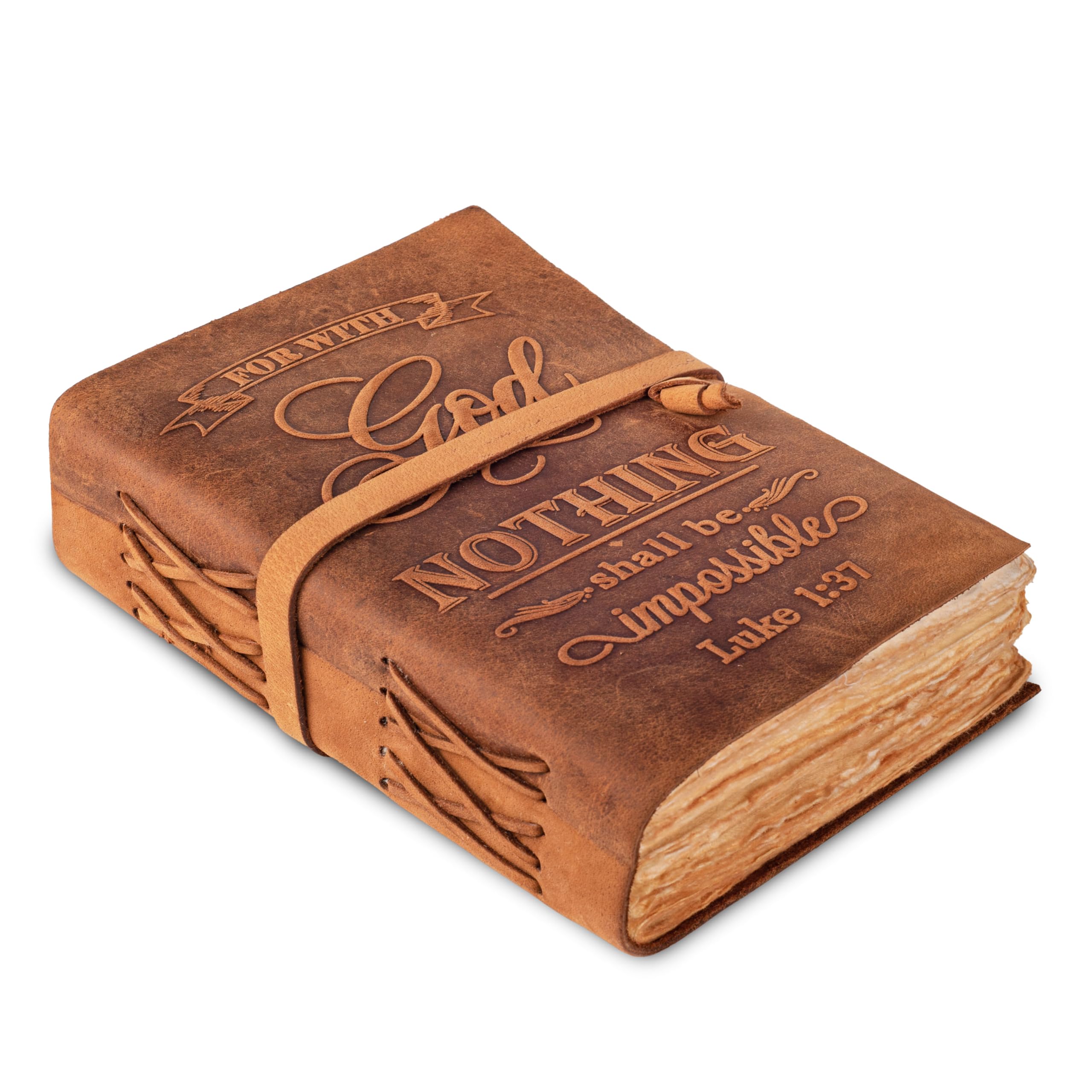 LEATHER VILLAGE Christian Notebook, Natural Tan 7x5