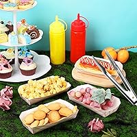 Vista 5 de 105 piezas de accesorios para perros calientes, 100 bandejas de papel desechables para alimentos, paquete de 3 botellas de plástico de 12 onzas