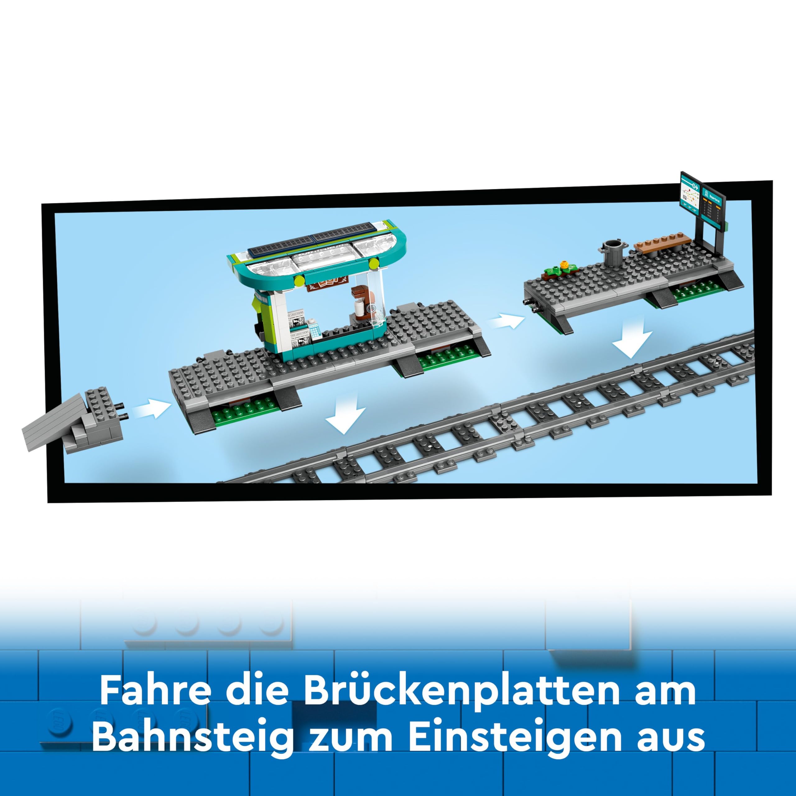 LEGO City Straßenbahn mit Haltestelle, Geschenkidee für Fans von Fahrzeug-Spielzeug ab 7 Jahren, mit 6 Minifiguren und einem Blindenhund für Rollenspiele, Bauspielzeug 60423