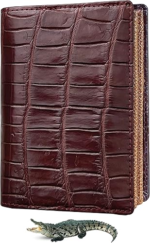 Alligator - Cartera de cuero plegable personalizada para hombre cocodrilo con bocina de cocodrilo billetera a medida bloqueo RFID regalo de doble