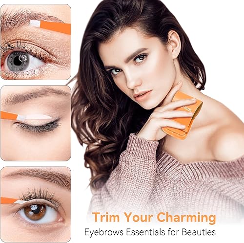 Miniatura 2 de Juego de 4 pinzas, acero inoxidable profesional para hombres y mujeres, vello facial de precisión de cejas, barbilla, depilación encarnada (naranja)