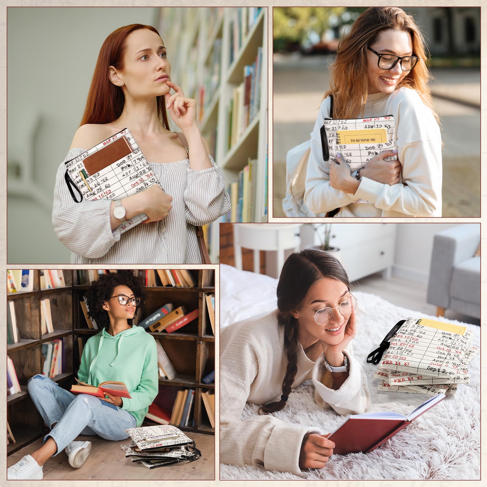 Abbylike 6 fundas para libros para amantes de los libros, impermeables, fundas protectoras con cremallera para profesores, lectores, bibliotecas, clubes, recuerdos de fiesta