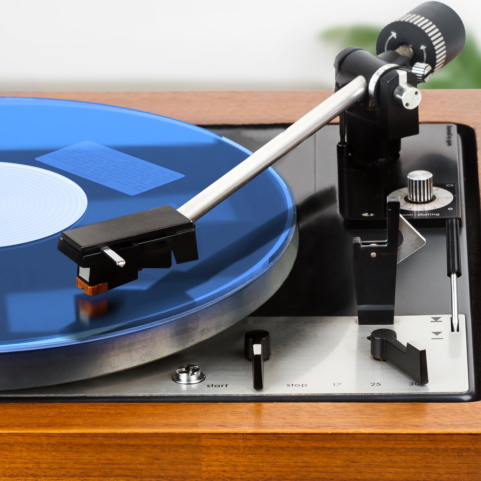 PRO SPIN Blue Acrylic Turntable Mat - Platter Slipmat for 12" Vinyl Vintage Record Player - Antistatic Cover, Reduces Noise & Sounds from Static & Dust - Tighter Bass Quality, Record Player Mat