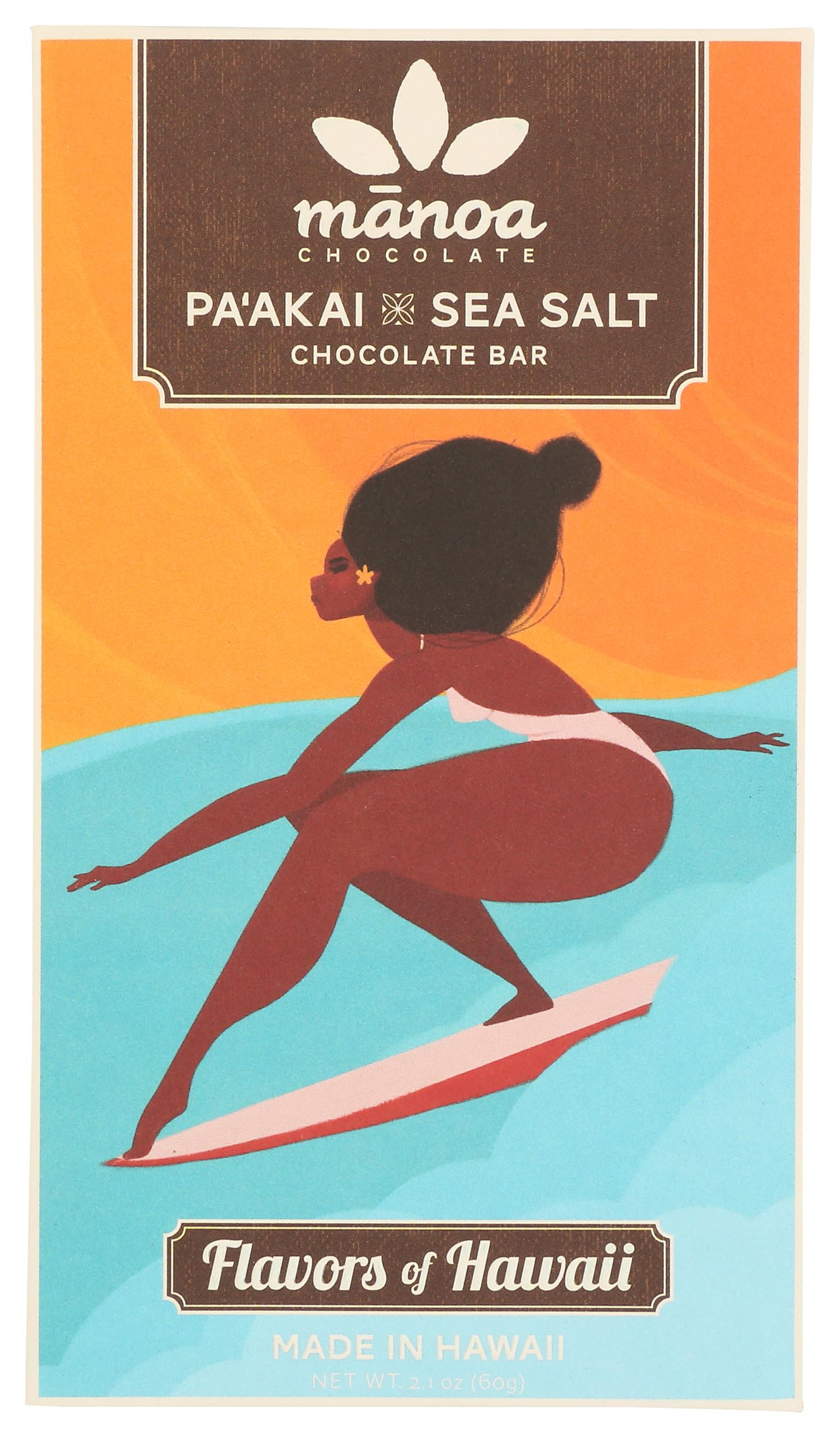 MANOA CHOCOLATE Hawaiian Sea Salt 72%, 2.1 OZ