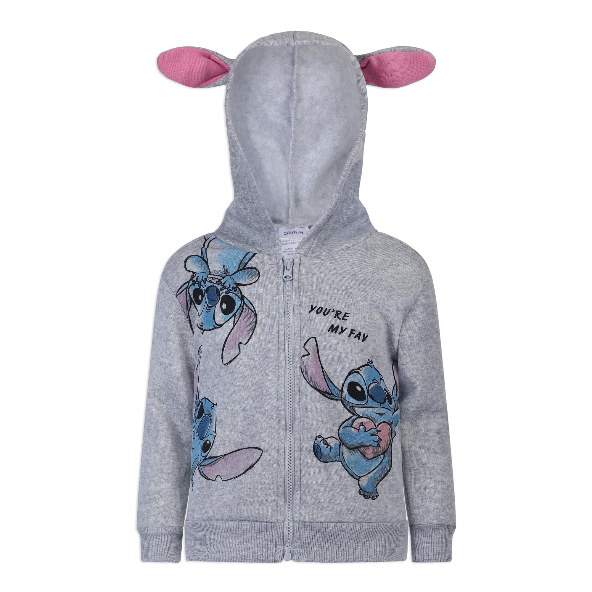 Disney Lilo & Stitch - Set con cappuccio, maglietta e pantaloni per bambine e bambine