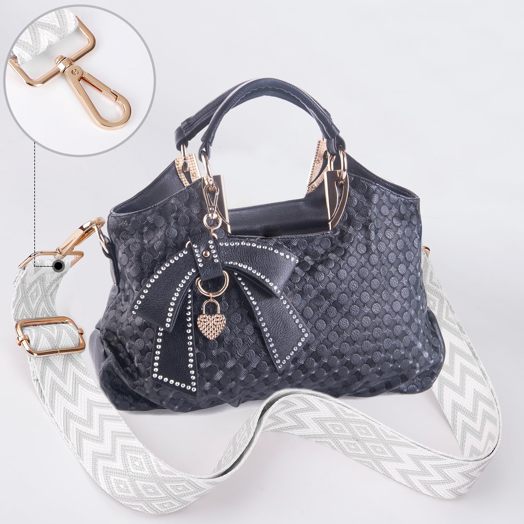 Tasriemen om te wisselen, verstelbare schouderriem voor tassen, tasriem breed, 3,8 cm, schouderriem met karabijnhaak, zilver, schouderriem voor dames, doe-het-zelf grijs, X14