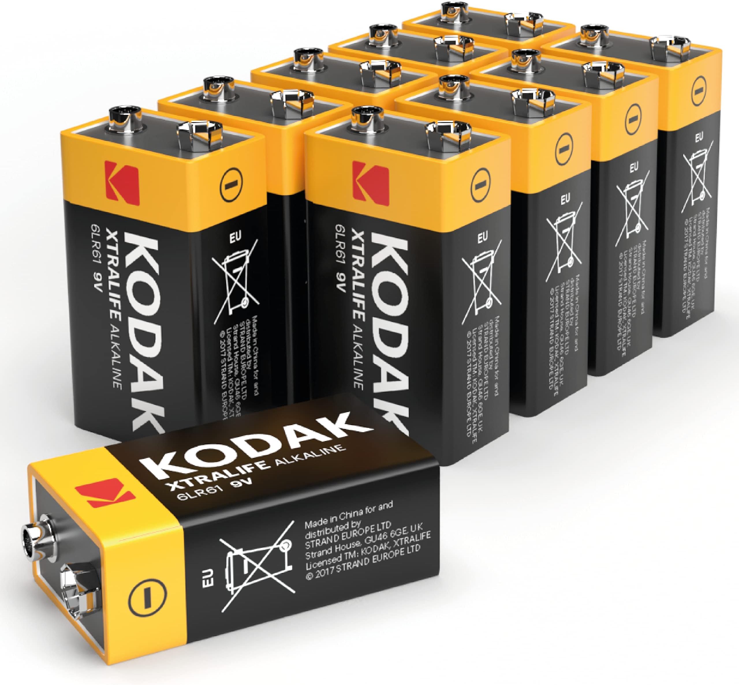 Kodak 9V Batteries Smoke Alarm PP3 9 Volt Square Battery 10 Pack