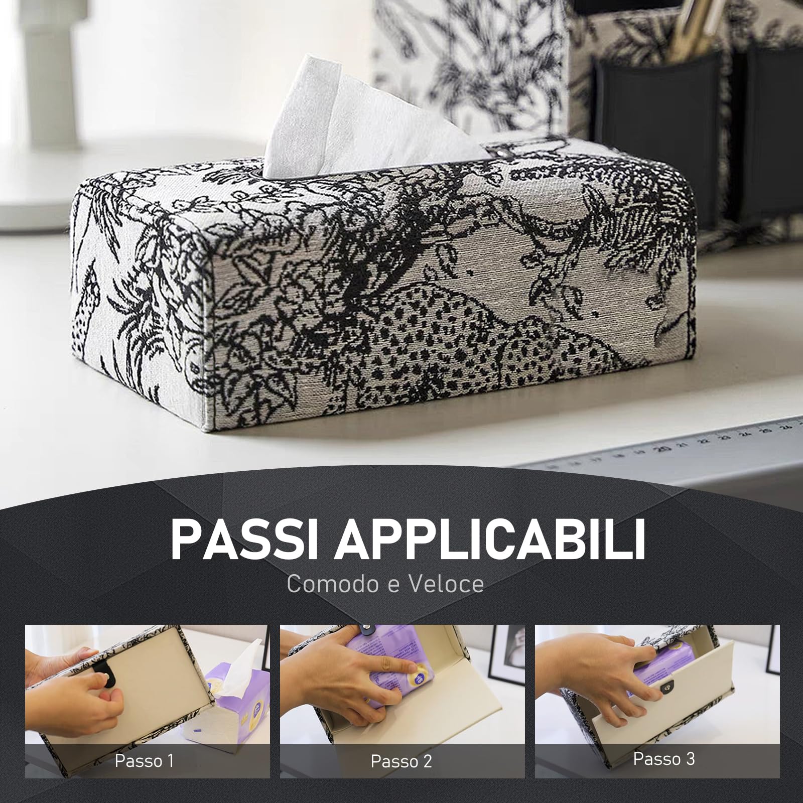 Porta Fazzoletti, Scatola per Fazzoletti di Carta Tessuta Jacquard, Fazzoletti di carta Box Rettangolare per Sala da Pranzo Camera da Letto Ufficio Hotel