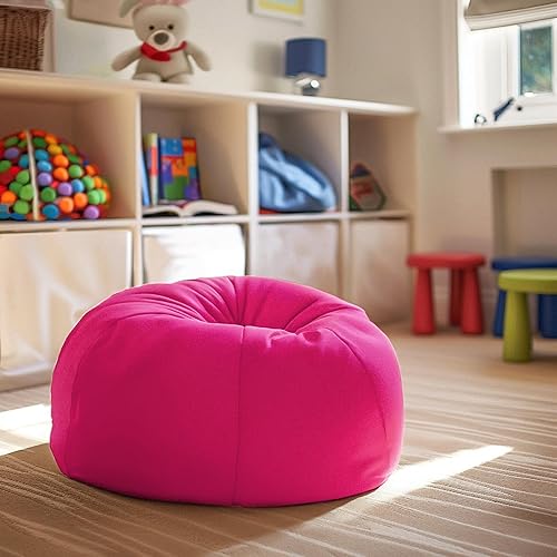 Miniatura 12 de Flash Furniture Dillon - Puf de sherpa, silla clásica recargable para niños y adolescentes, pequeña, natural Negro -,Negro Peludo,Blush