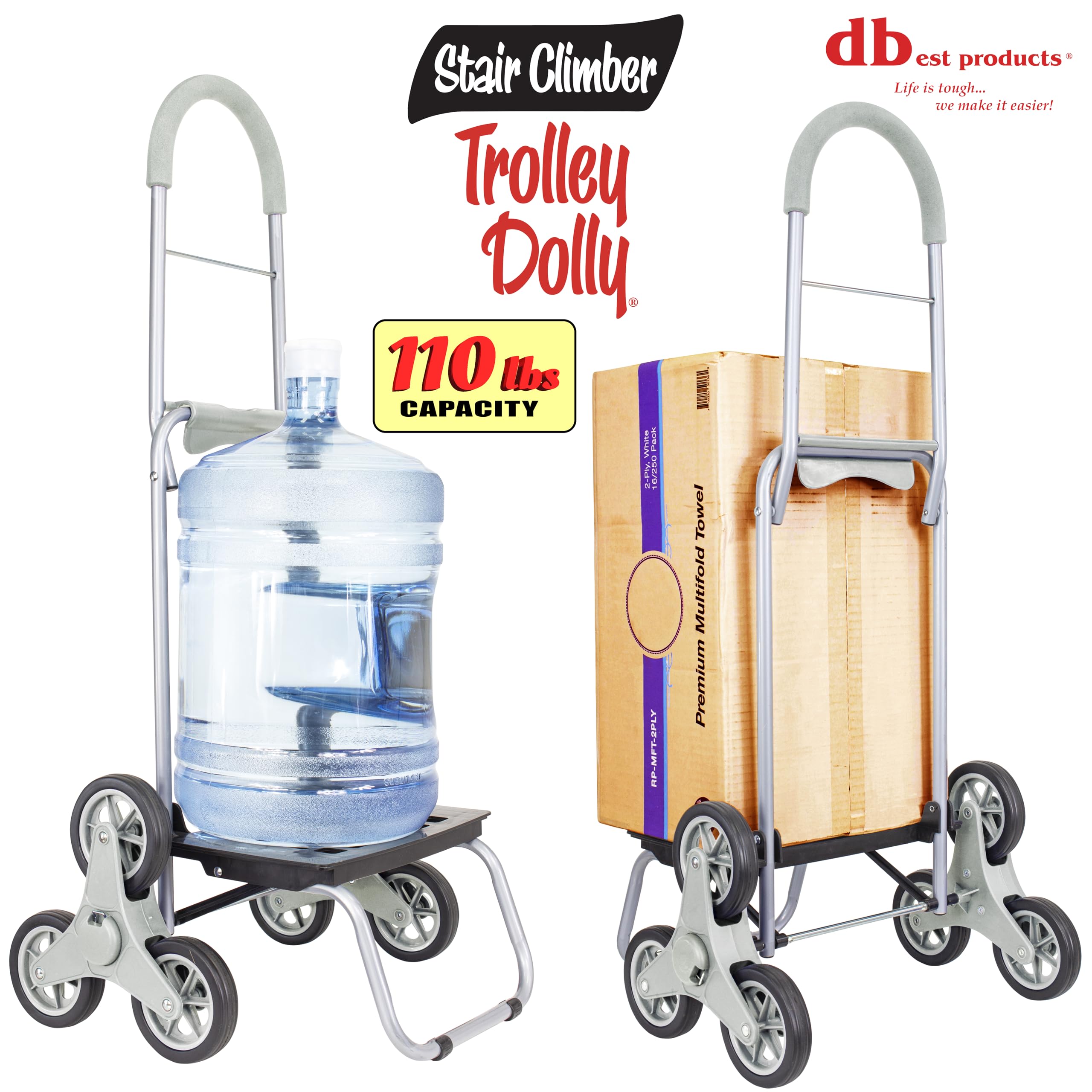 dbest Products Carrello montascale con cinghie per zaino, carrello della spesa, pieghevole, appartamento condominiale, fiore