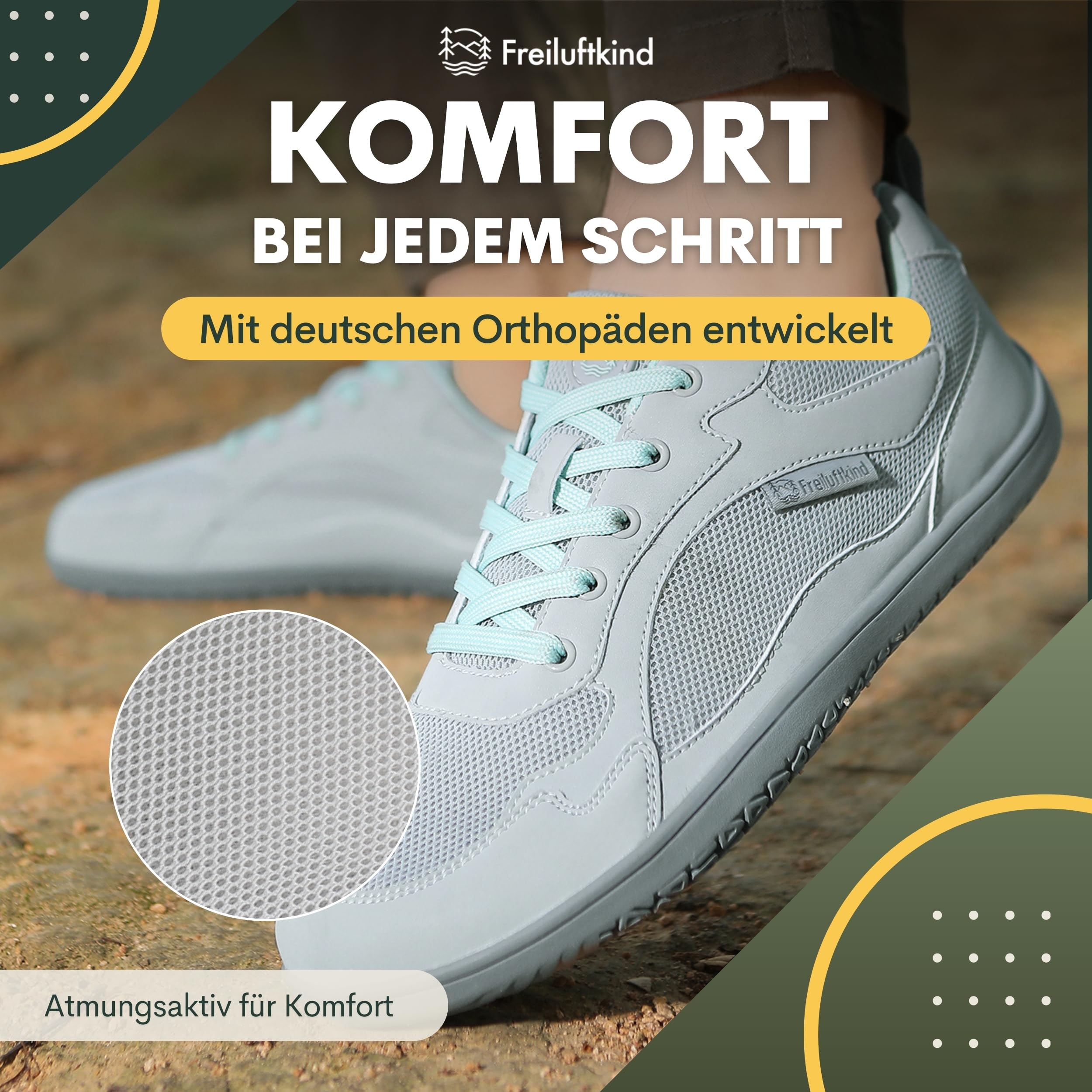 Freiluftkind Das Original Everest Sneaker Barfußschuhe – Der perfekte Barfußschuh für Dein Abenteuer – Barfuß Sneaker Damen – Barfuß Sneaker Herren