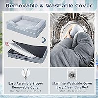 Vista 5 de Orthopedic Dog Bed, Dog Beds for Large Dogs Pet Bed Waterproof Dog Bed with Washable Removable Cover, Rectangle Dog Bed with Sides Bolster Dog Bed