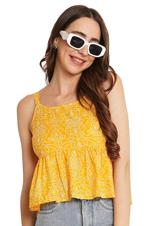 COTLAND Fashions Designer Pre-Shrunk Cotton Peplum Top for Women – Sunshine Bliss