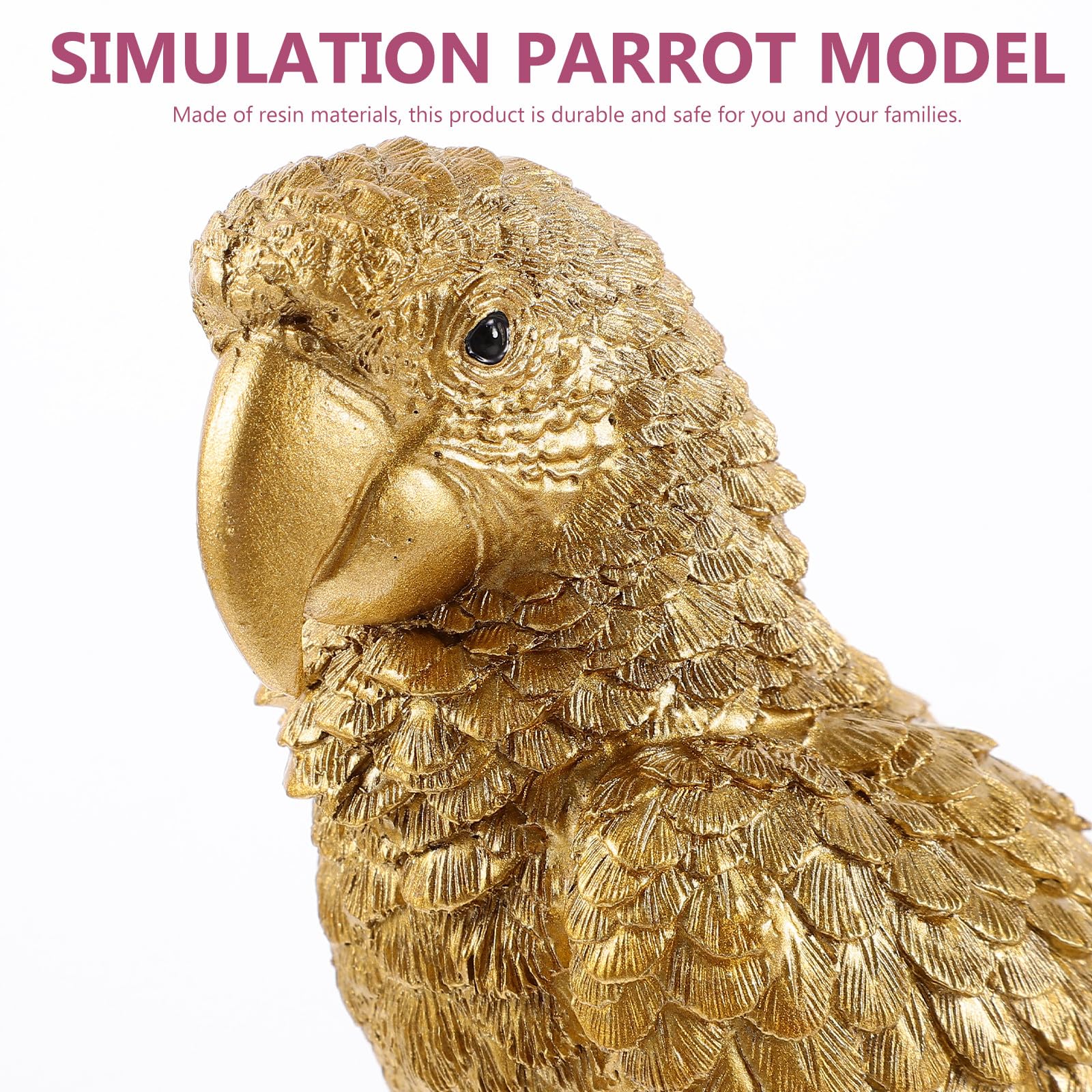 Goldene Vogelfigur aus Kunstharz mit Realistischer Optik für Deko