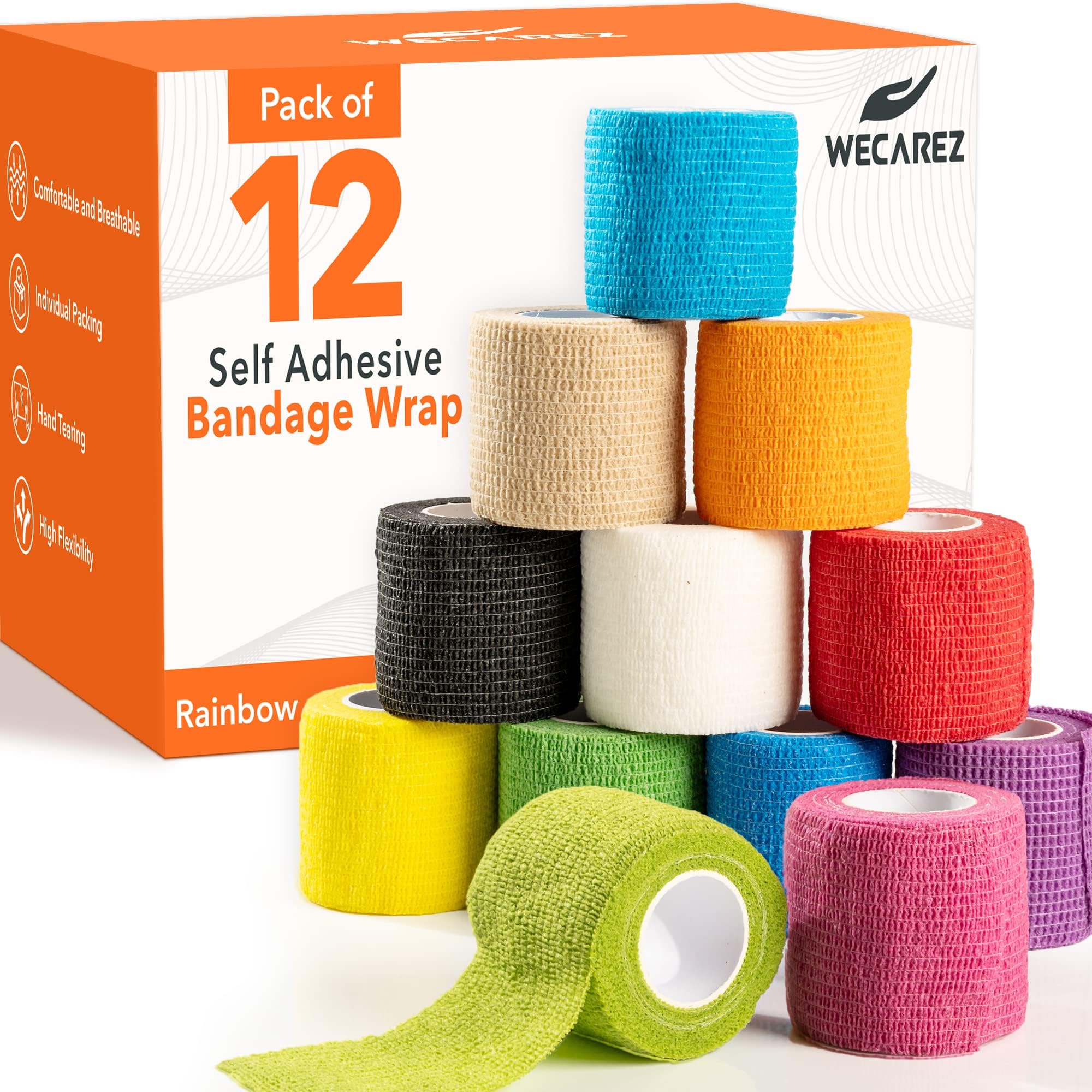 Self Adhesive Bandage Wrap 2 Inch x 5 Yards Pack of 12