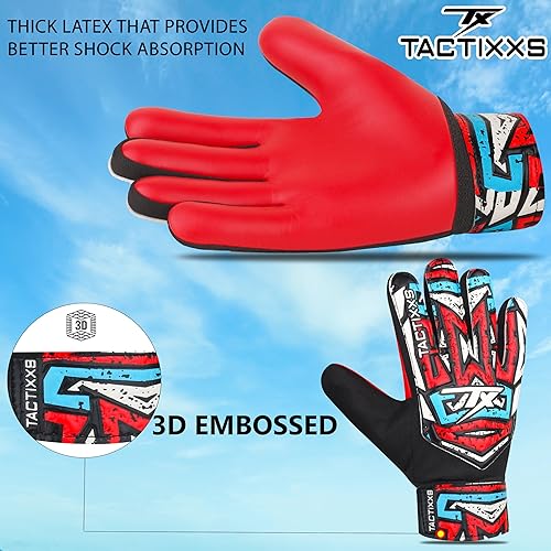 Miniatura 6 de Guantes de portero de fútbol para niños y jóvenes, guantes de portero de fútbol Funky antideslizantes de 0.157 in de látex con agarres fuertes