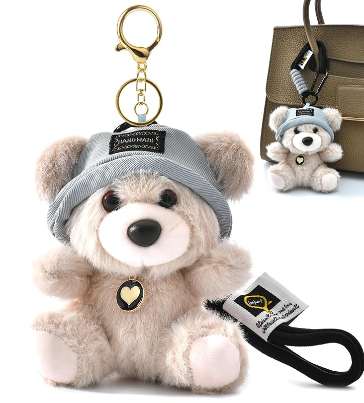 Chaveiro de Pelúcia Urso Teddy com Chapéu Azul e Pingente para Bolsa YILANFULL