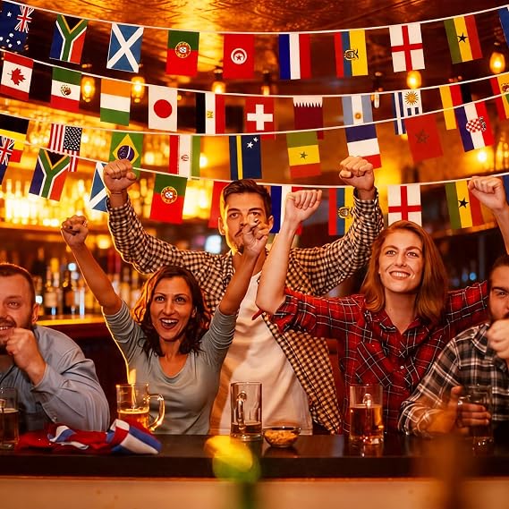 49ft/15m World Cup 2026 Bunting 48 Countries for World Cup Party Decorations,48 Teams Flags International Flag Bunting Banner for 2026 Fifa World Cup Football Indoor Outdoor Bar Garden Street Decor