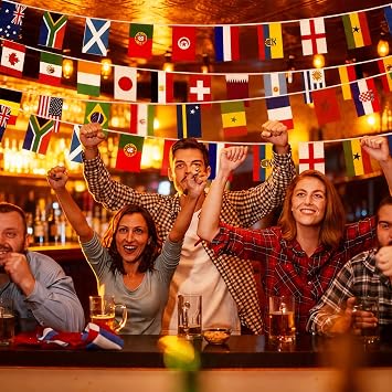 49ft/15m World Cup 2026 Bunting 48 Countries for World Cup Party Decorations,48 Teams Flags International Flag Bunting Banner for 2026 Fifa World Cup Football Indoor Outdoor Bar Garden Street Decor