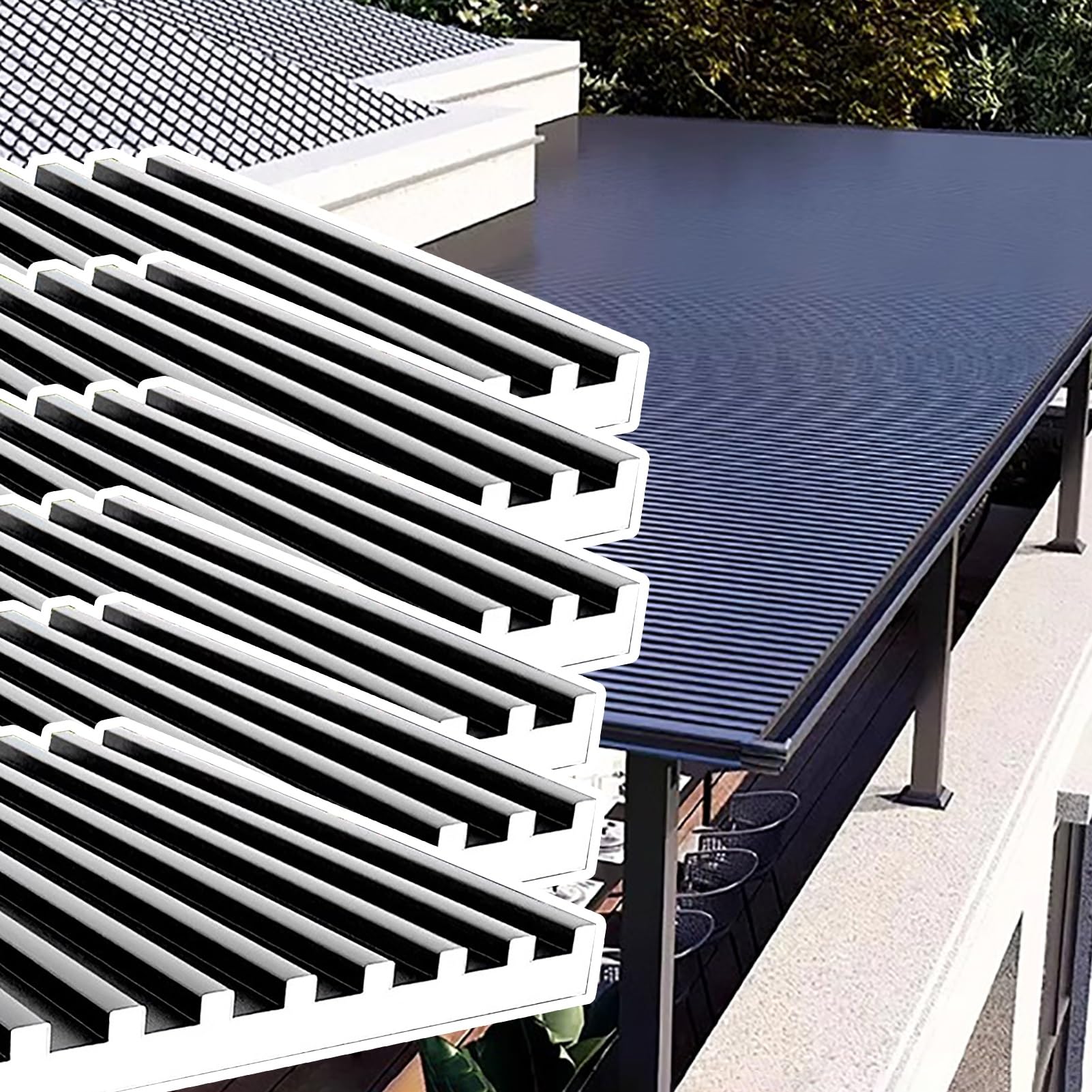 Tole ondulée de toiture pour réparer une pergola abîmée