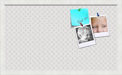 Miniatura 183 de PinPix Tablero de anuncios de corcho de 12 x 12 pulgadas. Este tablero decorativo enmarcado viene con diseño de círculos B W y un marco blanco